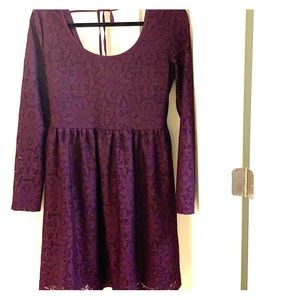 Long sleeve purple laced dress